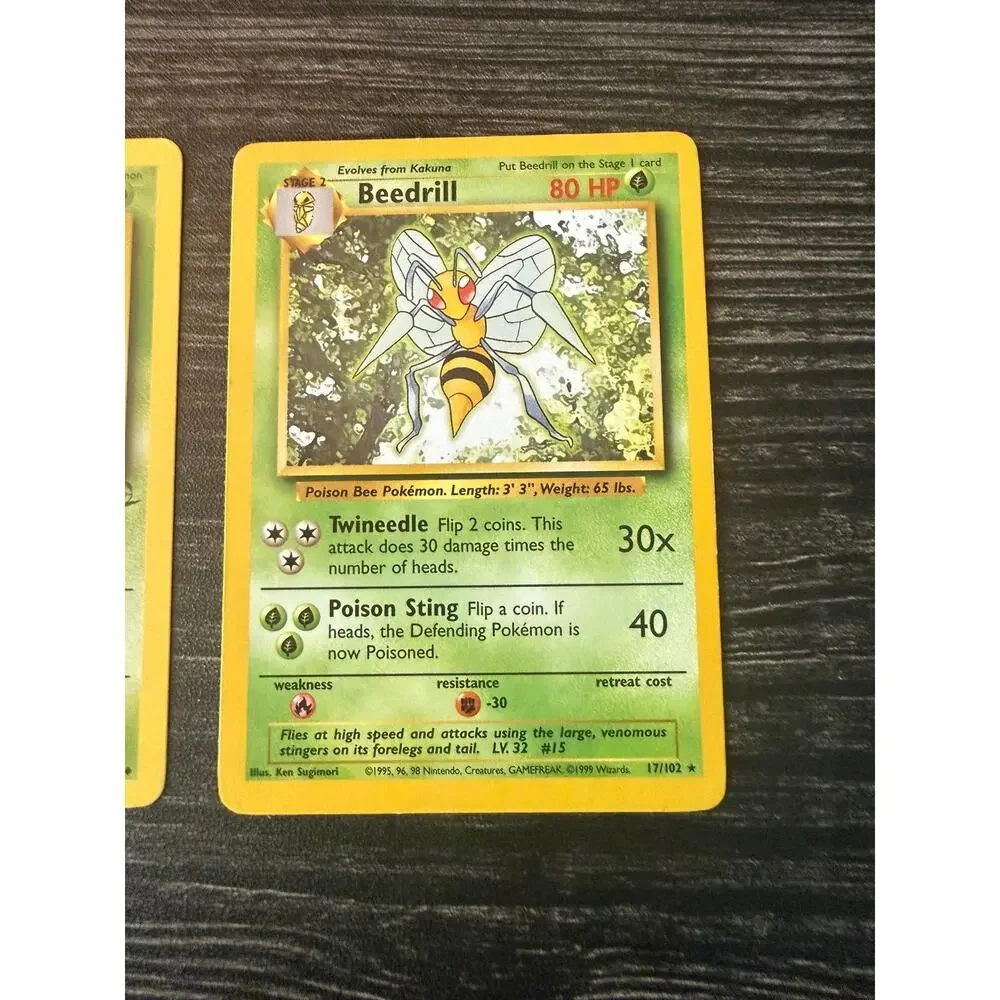 Vintage Pokémon Cards Base Set 2 Evolution Lot - Weedle Kakuna Beedrill
